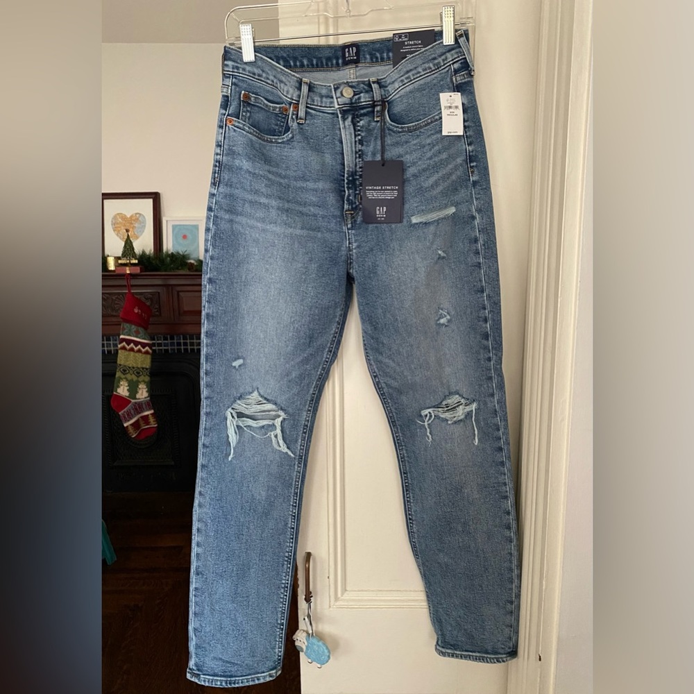 GAP High Rise Destructed Cigarette Jeans Size 29 Regular